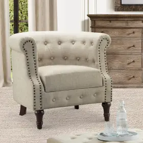 Rosevera 810088560958 Chancy Accent Chairs Comfy Club Barrel Modern Armchair With Soft Seat For Liv