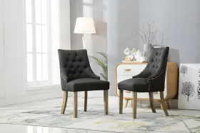 Roundhill Furniture 759526731997 C169cc Button Tufted Solid Wood Wingback Hostess Chairs With Nail Heads Set