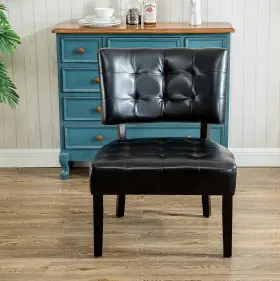 Roundhill Furniture 759526785945 Iture Faux Leather Tufted Accent Chair Oversized Black