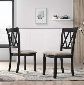 Roundhill Furniture 840155201293 Windvale Fabric Upholstered Dining Chair In Black Set Of 2