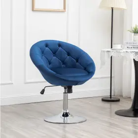 Roundhill Furniture 840155204584 Noas Velvet Upholstered Tufted Back Swivel Accent Chair Blue
