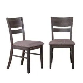 Roundhill Furniture 840155208988 Almeta Solid Wood Slat Back Upholstered Dining Chairs Set Of 2 Dark Umber B