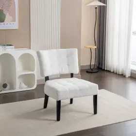 Ac002wh Roundhill Furniture Movile Boucle Tufted Accent Chair With Oversized Seating White