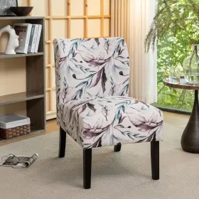 Ac118pl Roundhill Furniture Capa Print Fabric Armless Contemporary Accent Chair Purple Floral