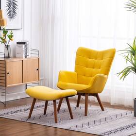 Roundhill Furniture Ac158yl Leiria Contemporary Silky Velvet Tufted Accent Chair