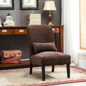 Ac160ch Roundhill Furniture Chocolate Pisano Chenille Fabric Armless Contemporary Accent Chair With Match