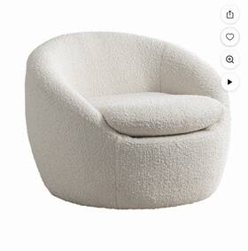 Roundhill Furniture Ac506wh Winnie Modern Teddy Boucle Fabric Barrel Chair 360 Degree Swivel White