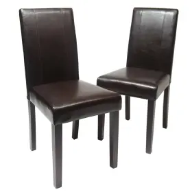 C020br Roundhill Furniture Urban Style Solid Wood Leatherette Padded Parson Chair Brown Set Of 2