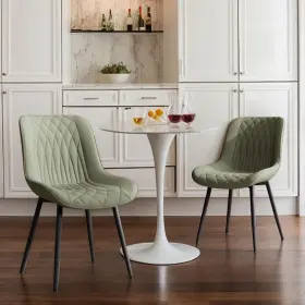 Rt-1949l-1 Rowill Set Of 2 Mid-century Style Dining Chairs Pu Leather Upholstered Olive Green