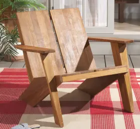 Safavieh 313046556593 Solid Wood Outdoor Adirondack Patio Chair Modern Seating High Back Arm Design