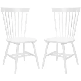 Safavieh 683726498322 Dining Chair 20.5 Inch High Slat Back Wood Nft Seat Frame White Set Of 2