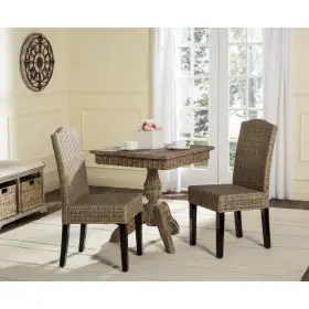 19ftfth Safavieh 889048020443 Odette Wicker Dining Chair - Set Of 2 Grey