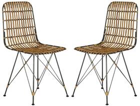 Safavieh 889048265721 Home Minerva Natural And Black Wicker Dining Chair Set Of 2