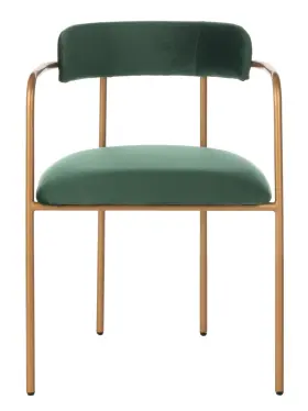 Safavieh 889048599185 Camille Velvet And Iron Side Chair In Green / Gold Set Of 2