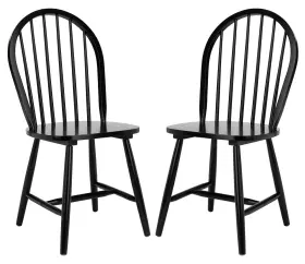 Safavieh 889048828766 Home Collection Camden Set Of 2 Black Windsor Farmhouse Dining Chairs Sp Inch