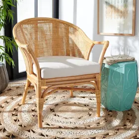 Ach6517b Safavieh Home Collection Dustin Cushion Accent Chair Natural/white