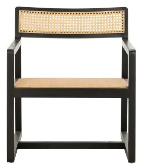 Ach9503b Safavieh Lula Cane Elmwood Accent Chair In Black / Natural