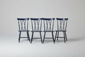 Ffe-1427 Safavieh 2 Pair 4 Chairs Friar Dining Chair - Navy