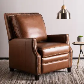 Knt3032b Safavieh Couture Buddy Leather Nailhead Trim Recliner Coffee 30 Inch W X D 37 H