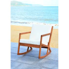 Safavieh Pat7013x Outdoor Patio Furniture Vernon Rocking Chair With Cushion - 25.6 Inch W X