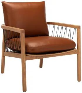 Sfv4515a Safavieh Caramel Mid-century Brown Leather Chair