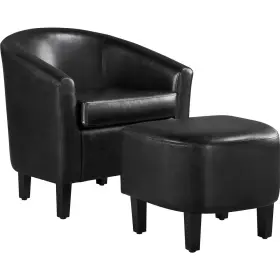 Br8tf7000201 Saleall2100 Contemporary Faux Leather Club Chair Accent Arm Barrel Black