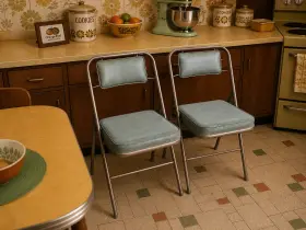 5872 Samsonite 3355 Vintage Mcm 1960s Green Padded Folding Chairs Model Nice
