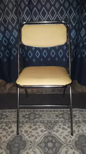 5625 Samsonite Mid Century Chrome Folding Chair Yellow Italian Leather 100% Restored