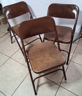 Samsonite 570175 3 Used Brown Metal Folding Chairs With Padded Seat 09/81