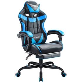 Seenda 609921687088 Gaming Chair With Footrest And Lumbar Support Swivel Seat