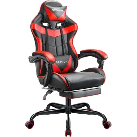 Cp014712 Seenda Video Game Chair With Footrest And Lumbar Support Red