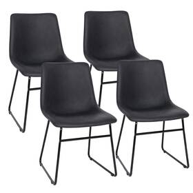 Segawe 766646429284 Dining Chair Modern Pu Leather Side For Kitchen Room Black Set Of 4