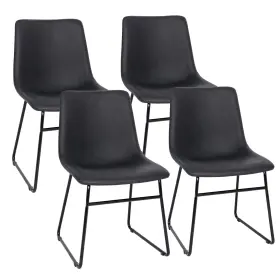 Segawe 766646429284 Dining Chair Modern Pu Leather Side For Kitchen Room Black Set Of 4
