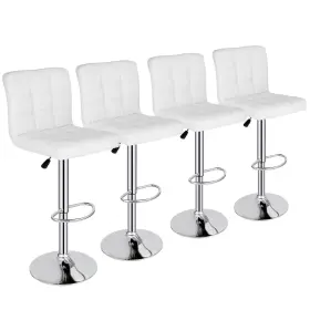 H01-2472-1-g2 Segawe 2-inc Set Of 4 Bar Stools Modern Pu Leather Adjustable Swivel Stool With Back White
