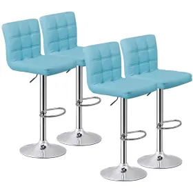 H01-2472-3-g4 Segawe 4pcs Pu Leather Height Bar Stools Adjustable Swivel Metal Barstools Chairs Blue