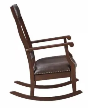 H01-5003 Segawe #40k Wooden Rocking Chair With Armrest Indoor High Back Porch Rocker Brown