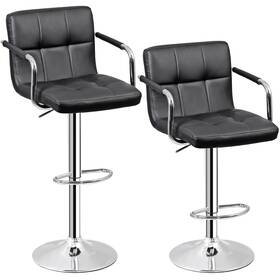 Segawe H01-8447-g3 2pcs Swivel Bar Stools Pu Leather Chairs With Back And Arms For Kitchen/island