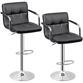 H01-8447-g3 Segawe 2pcs Swivel Bar Stools Pu Leather Chairs With Back And Arms For Kitchen/island