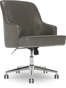 27.25d Serta 887909056846 Style Leighton Home Office Chair Gathering Gray Bonded Leather X