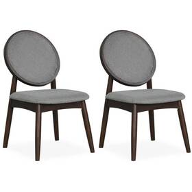 Set 019119011784 Of 2 Upholstered Linen Fabric Kitchen Side Chairs With Padded Seat-gray - Co