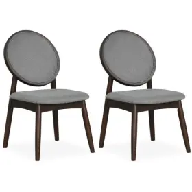 Set 019119011784 Of 2 Upholstered Linen Fabric Kitchen Side Chairs With Padded Seat-gray - Co