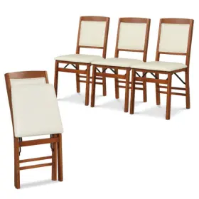 Set 019119034912 Of 4 Folding Dining Chairs With Padded Seat And High Backrest-walnut - Color