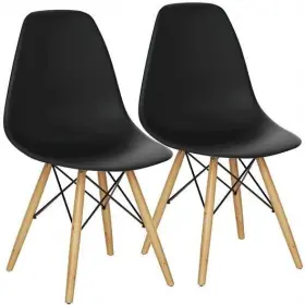 Set 461758612366 Of 2 Mid-century Modern Dsw Dining Side Chair-black - Color Black