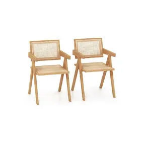 Set 473511507582 Of 2 Rattan Accent Chairs With Natural Bamboo Frame-natural - Color
