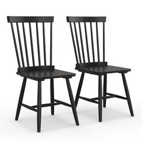 Set 473511740064 Of 2 Windsor Dining Chairs With High Spindle Back-black - Color Black