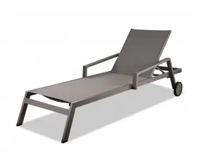 Set 512839468181 Of 2 Taupe Modern Aluminum Chaise Lounges