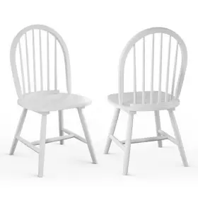 Set 796914891376 Of 2 Vintage Windsor Wood Chair With Spindle Back For Dining Room-white - Co