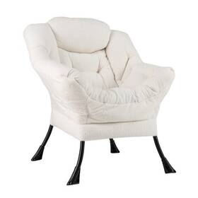 Sherpa Upholstered Accent Chair Cozy Head Pillow-beige - Col 197867567460 Upholsteredaccent Chairwith Pillow-beige - Color