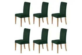 Sh-02961 Sherwood Premium Faux Suede Dining Chair Cover 6 Pack Eden Green