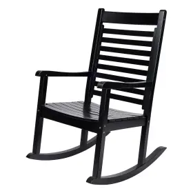 4337bk Shine Company Modern Wood Rocking Chair Ergonomic Wide Seat Porch Rocker Black